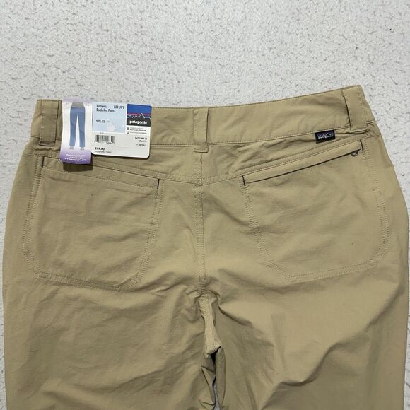 Patagonia Women's 12 Borderless Pants 40 UPF Straight Leg Low Rise Hiking Khaki - Picture 7 of 12